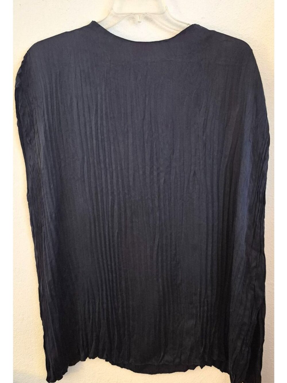 Eileen Fisher Black Plisse Relaxed Fit High Neck Sleeveless Top Size 1X EUC